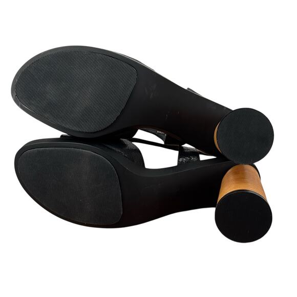 Jeffrey Campbell Funky Sandal Spiral SZ 9 Women’s Black 70s Leather Ridged Heel - Picture 8 of 12